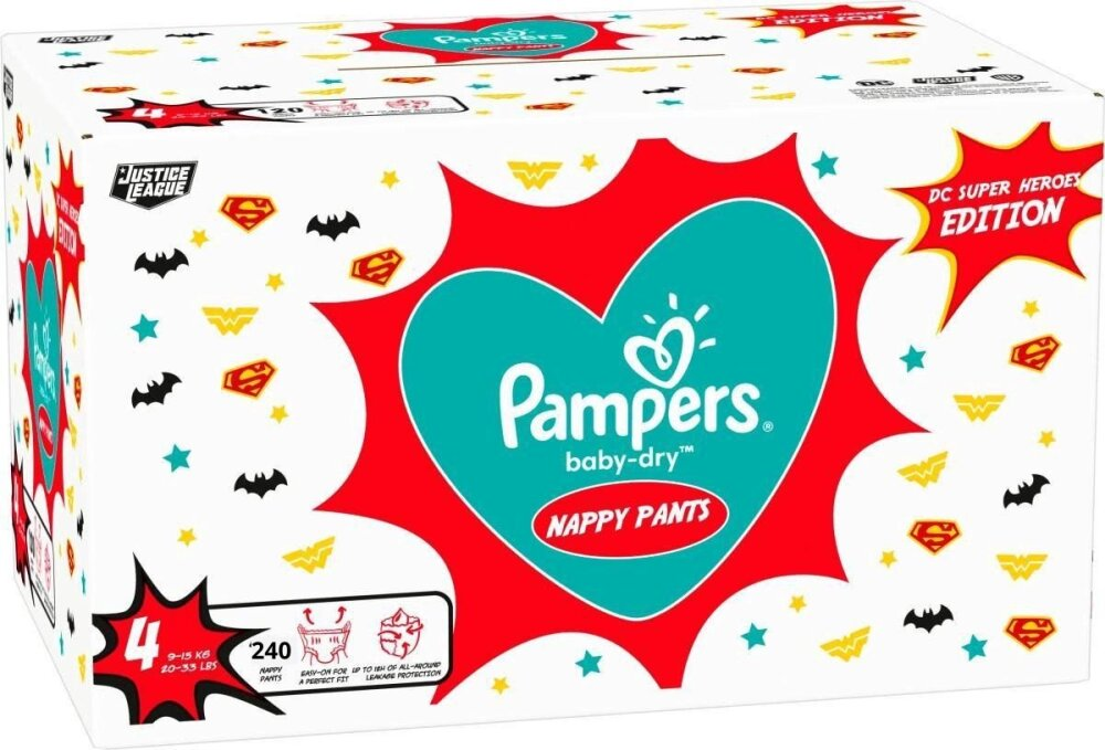 Pampers Baby-Dry Pants maat 4 - 240 luierbroekjes - Super Heroes Pampers Baby-Dry Pants maat 4 - 240 luierbroekjes - Super Heroes