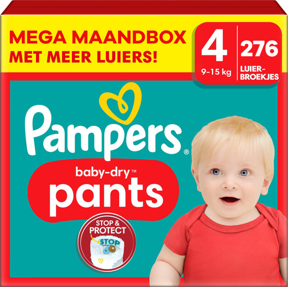 Pampers - Baby Dry Pants - Maat 4 - Mega Maandbox - 276 stuks - 9/15 KG Pampers - Baby Dry Pants - Maat 4 - Mega Maandbox - 276 stuks - 9/15 KG
