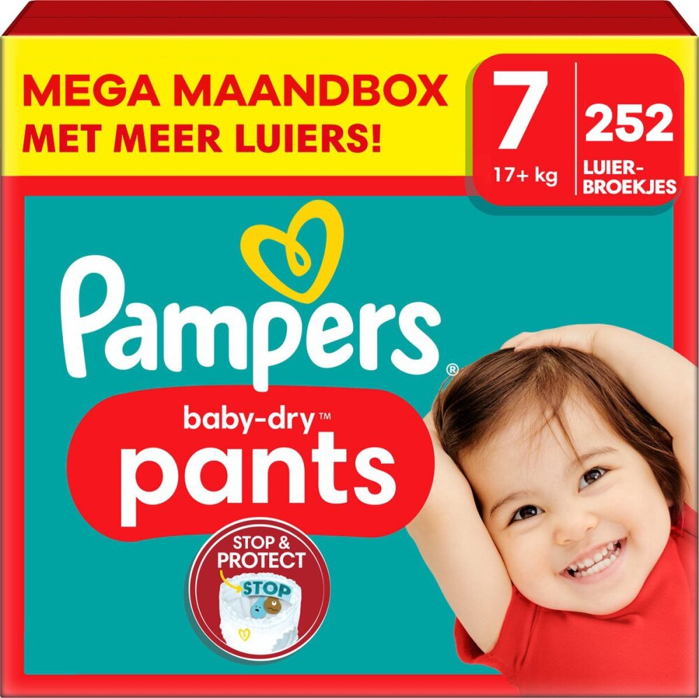 Pampers - Baby Dry Pants - Maat 7 - Mega Maandbox - 252 stuks - 17+ KG Pampers - Baby Dry Pants - Maat 7 - Mega Maandbox - 252 stuks - 17+ KG