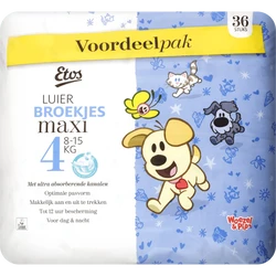 Etos Woezel & Pip Luierbroekjes Maxi Voordeelpak Maat 4 8-15 kg 36 stuks Etos Woezel & Pip Luierbroekjes Maxi Voordeelpak Maat 4 8-15 kg 36 stuks