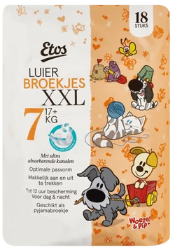 Etos Woezel & Pip Luierbroekjes XXL Megabox Maat 7 17+ kg 54 stuks Etos Woezel & Pip Luierbroekjes XXL Megabox Maat 7 17+ kg 54 stuks