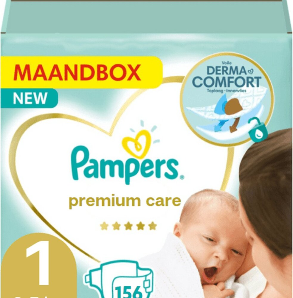 Pampers Premium Care Maat 1 Luiers - 156 Luiers Maandbox Pampers Premium Care Maat 1 Luiers - 156 Luiers Maandbox