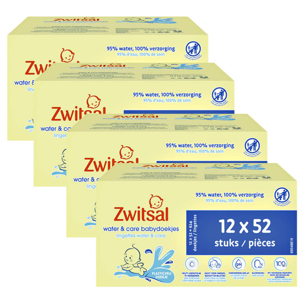 Zwitsal Water & Care Babydoekjess - 48 x 52 stuks Zwitsal Water & Care Babydoekjess - 48 x 52 stuks