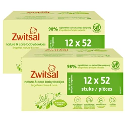 Zwitsal - Billendoekjes- Nature & Care Plasticvrij - 1248 babydoekjes - 24 x 52 stuks Zwitsal - Billendoekjes- Nature & Care Plasticvrij - 1248 babydoekjes - 24 x 52 stuks