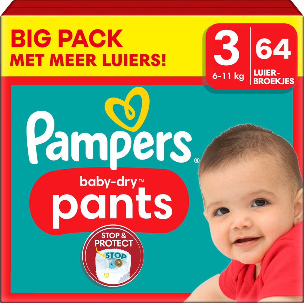 Pampers - Baby Dry Pants - Maat 3 - Big Pack - 64 luierbroekjes Pampers - Baby Dry Pants - Maat 3 - Big Pack - 64 luierbroekjes