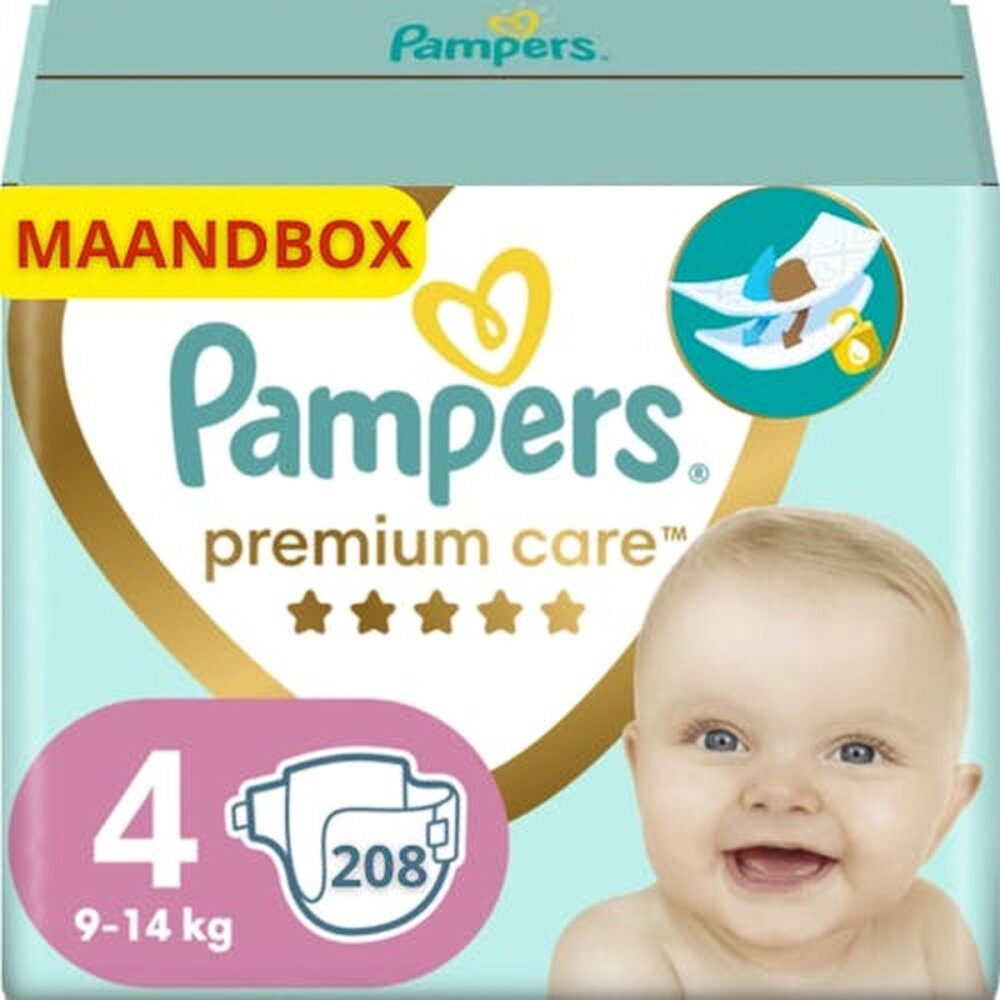 Pampers Premium Care Maat 4 - 208 Luiers Maandbox Pampers Premium Care Maat 4 - 208 Luiers Maandbox