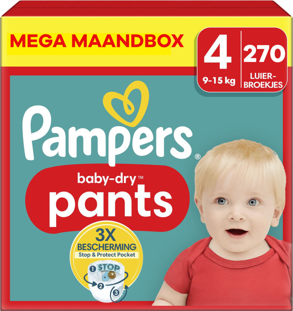 Pampers - Baby Dry Pants - Maat 4 - Mega Maandbox - 270 stuks Pampers - Baby Dry Pants - Maat 4 - Mega Maandbox - 270 stuks