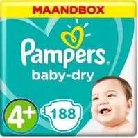Pampers Baby Dry Maat 4+ - 188 Luiers Maandbox