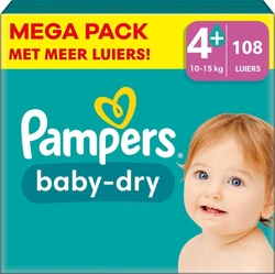 Pampers Baby-Dry maat 4+ - 108 luiers