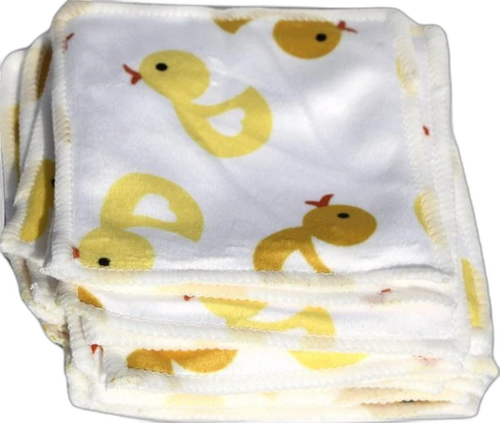 Wasbare Doekjes Baby, Handjes, Gezicht & Billen (12,5cm x 12,5cm) Eendjes 10 Stuks