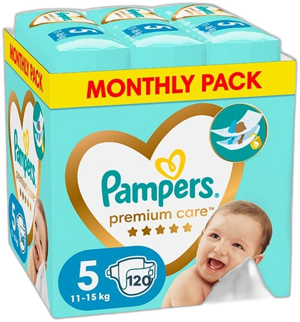Pampers - Premium Care - Maat 5 - Maandbox - 120 luiers Pampers - Premium Care - Maat 5 - Maandbox - 120 luiers