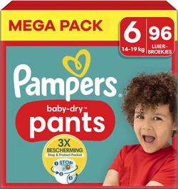 Pampers - Baby Dry Pants - Maat 6 - Mega Pack - 96 stuks Pampers - Baby Dry Pants - Maat 6 - Mega Pack - 96 stuks