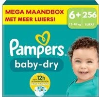 Pampers Baby-Dry luiers - Maat 6+ (14-19KG) - 256 luiers