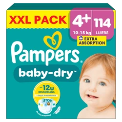 Pampers Baby Dry XXL Pack Luiers Maat 4+ 10-15 KG 114 Stuks Pampers Baby Dry XXL Pack Luiers Maat 4+ 10-15 KG 114 Stuks