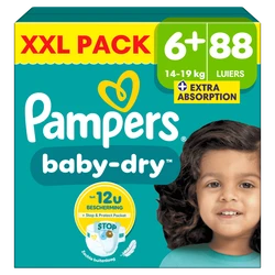 Pampers Baby Dry XXL Pack Luiers Maat 6+ 14-19 KG 88 Stuks Pampers Baby Dry XXL Pack Luiers Maat 6+ 14-19 KG 88 Stuks