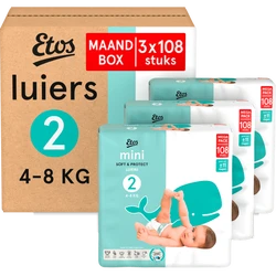 Etos Luiers Soft & Protect maat 2 - 324 luiers Etos Luiers Soft & Protect maat 2 - 324 luiers