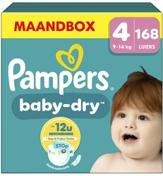 Pampers Baby Dry Luiers Maat 4 (9-14 kg) 168 Stuks Pampers Baby Dry Luiers Maat 4 (9-14 kg) 168 Stuks