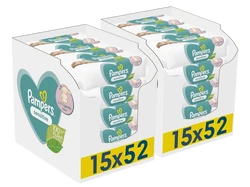 Verpakking van Pampers Billendoekjes Sensitive, met 15 x 52 doekjes
