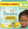 Pampers Premium Protection Maat 6 Voorraadbox 168 Luiers Pampers Premium Protection luiers maat 6, 168 stuks, voor 13-18 kg, met afbeelding van een kind.