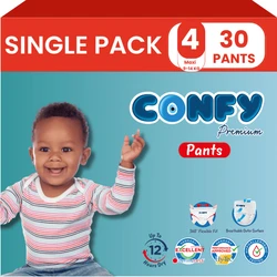 Verpakking van Confy Premium Luierbroekjes Maat 4 met lachende baby