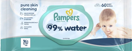 Pampers 99% Water Babydoekjes Verpakking Verpakking Pampers 99% water babydoekjes met baby op de hoes