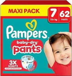 Pampers Baby Dry Pants maat 7, 62 luiers, 15 kg, grip 360° om geeuwen en lekken te voorkomen