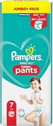 Verpakking Pampers Baby-Dry Nappy Pants maat 7 met turquoise hart en baby op de voorkant