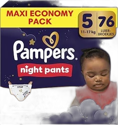 Pampers Night Pants maat 5 met 76 luierbroekjes Pampers Night Pants verpakking maat 5 met 76 luierbroekjes, slapend kind en nachtthema